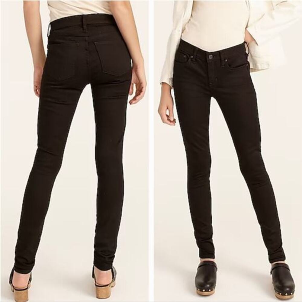J. CREW 8" Stretchy Toothpick Jeans in True Black Low Rise Size 34 New!